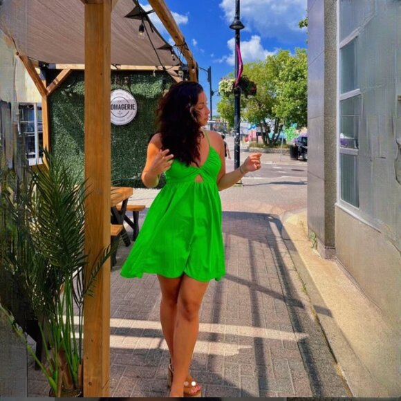 NEW H&M Cotton Blend Open Back Mini Dress, Size S - Picture 11 of 16